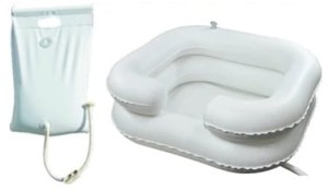 Miska pompowana do mycia głowy włosów w łóżku